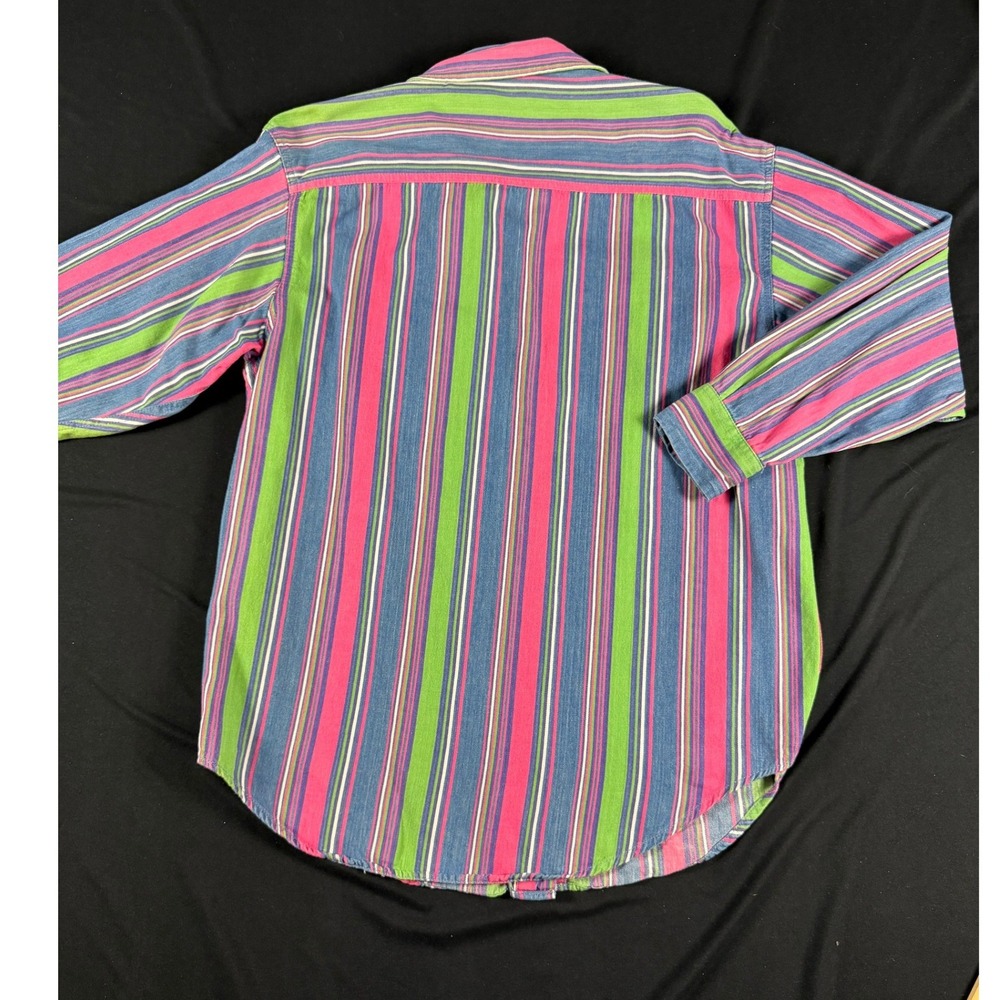 Vintage Esprit Striped Button Down Shirt Medium Cotton 90s Grunge Colorblock - Picture 6 of 6